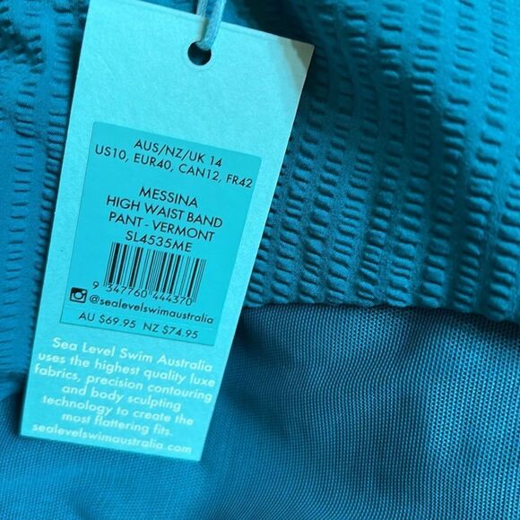 Sea Level Teal Bikini Swim  Bottom 10 NWT - Picture 2 of 2